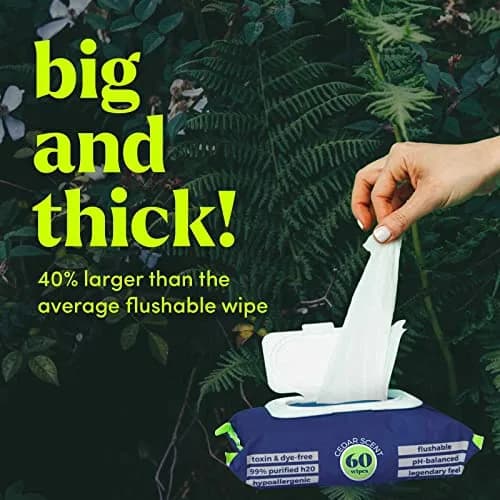 goodwipes Flushable Wipes 360 Count (Pack of 6) Cedar | Septic Safe & Biodegradable thumbnail 3