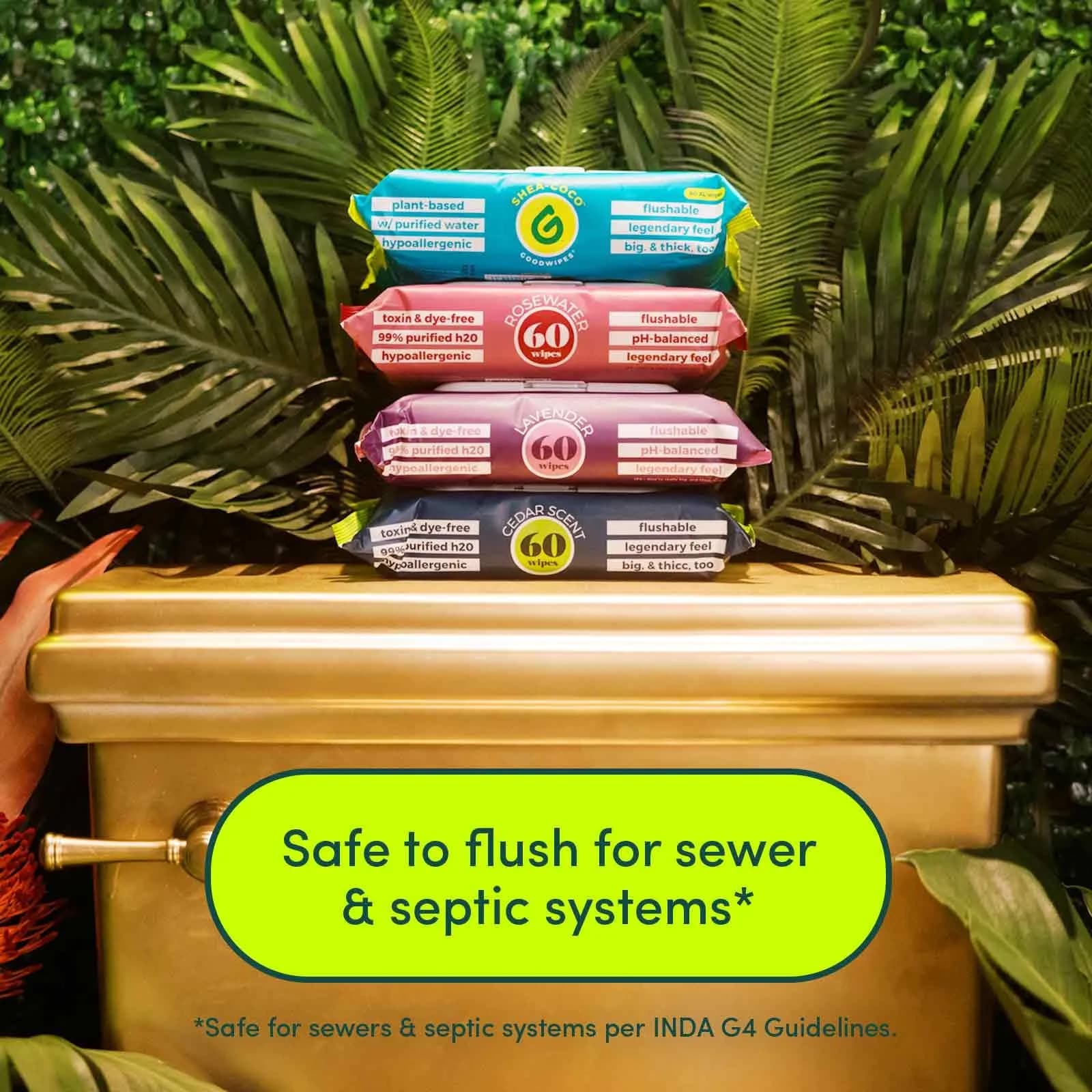 goodwipes Flushable Wipes 360 Count (Pack of 6) Cedar | Septic Safe & Biodegradable - view 4
