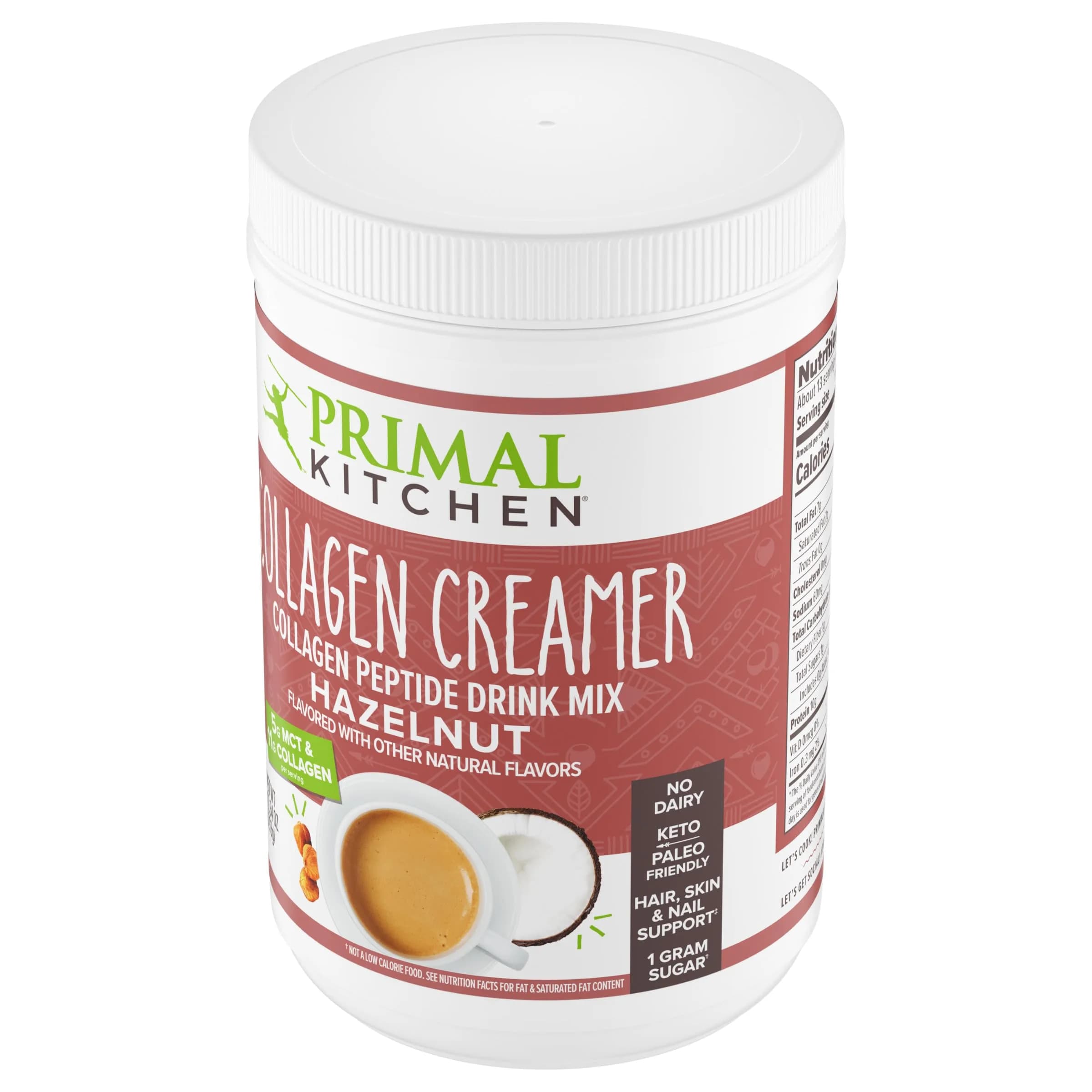 Primal Kitchen Hazelnut Collagen Creamer Powder 293g (10.34 Oz) | 11g Collagen Peptides Per Serving - view 6