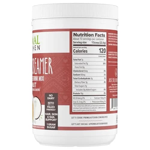 Primal Kitchen Hazelnut Collagen Creamer Powder 293g (10.34 Oz) | 11g Collagen Peptides Per Serving thumbnail 7