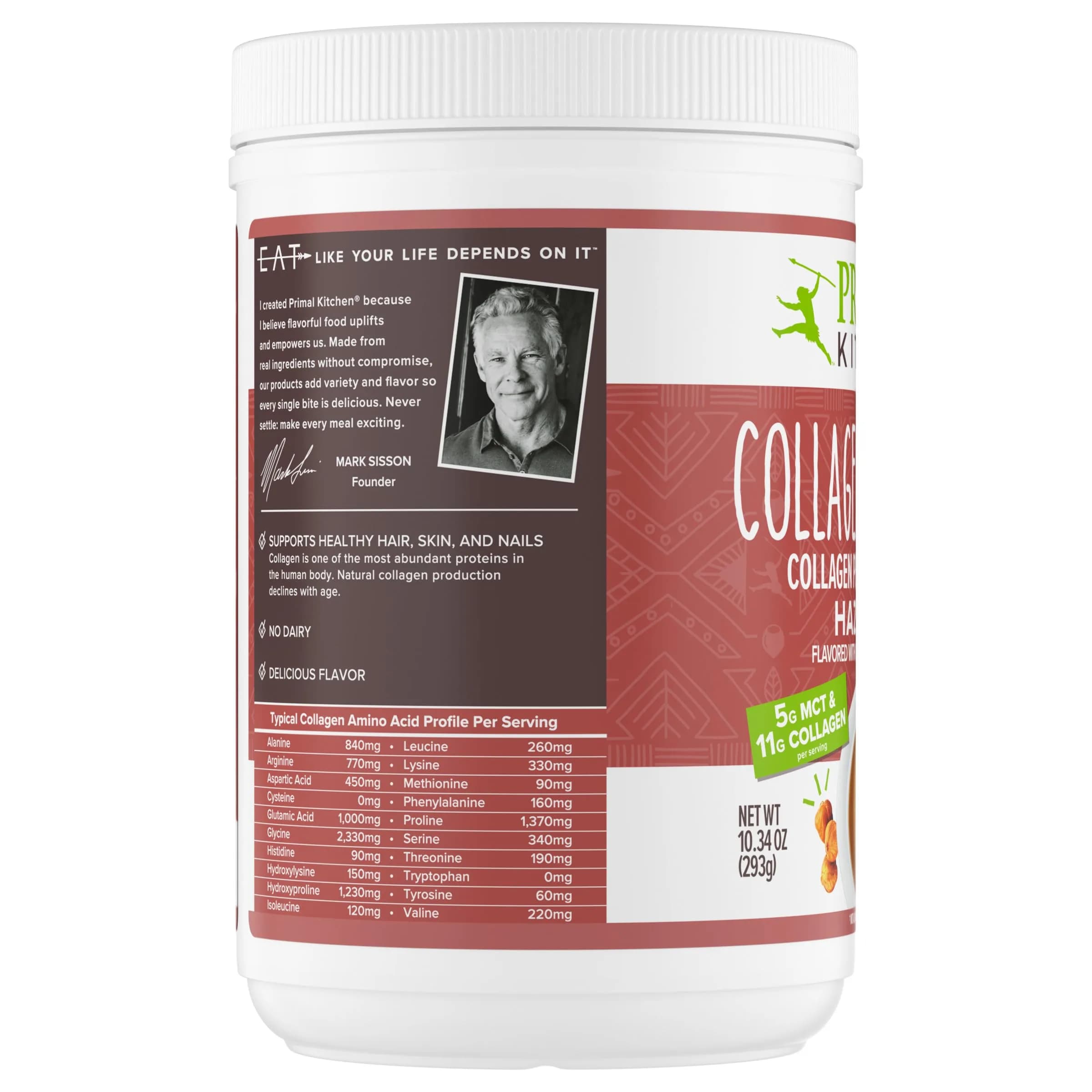 Primal Kitchen Hazelnut Collagen Creamer Powder 293g (10.34 Oz) | 11g Collagen Peptides Per Serving - view 8