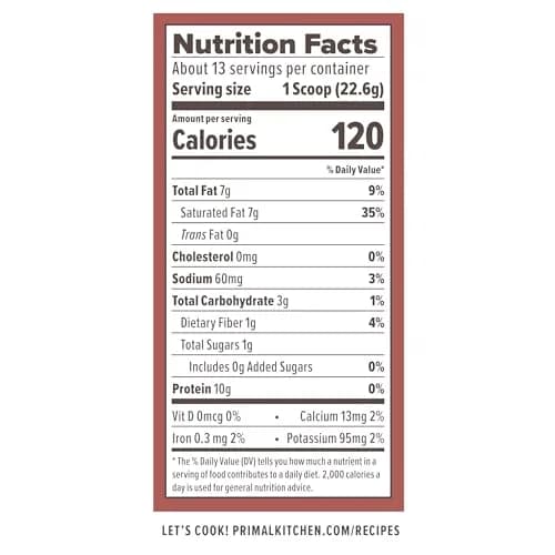 Primal Kitchen Hazelnut Collagen Creamer Powder 293g (10.34 Oz) | 11g Collagen Peptides Per Serving thumbnail 2