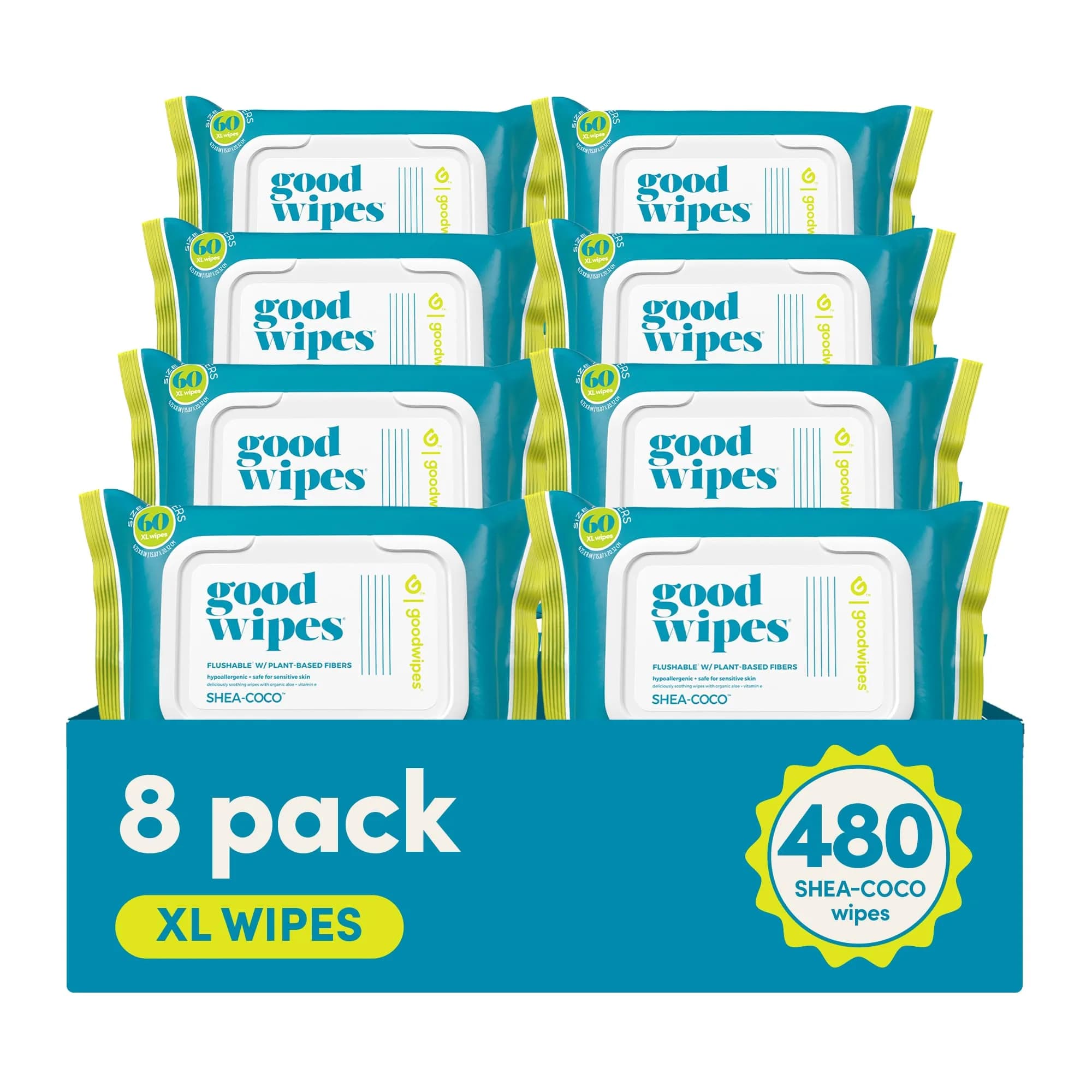 goodwipes Flushable Wipes Shea-Coco 60 Count (Pack of 8) | Septic Safe & Biodegradable — Shea Coco