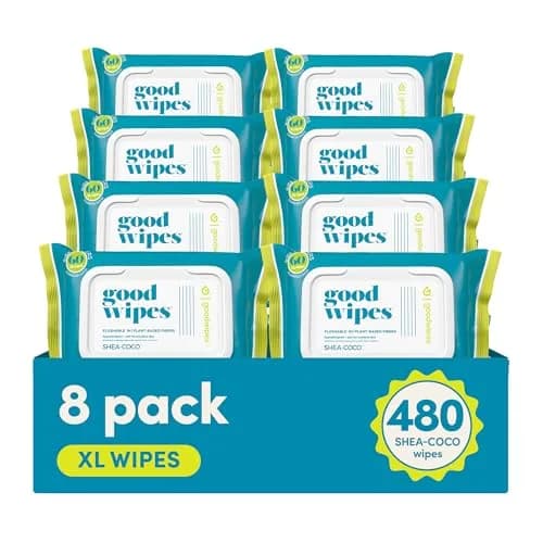 goodwipes Flushable Wipes Shea-Coco 60 Count (Pack of 8) | Septic Safe & Biodegradable thumbnail 1