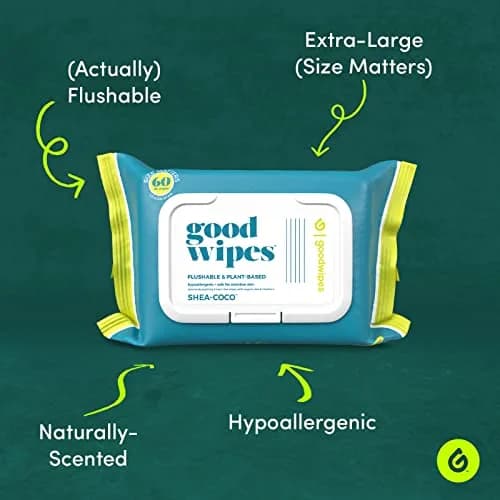goodwipes Flushable Wipes Shea-Coco 60 Count (Pack of 8) | Septic Safe & Biodegradable thumbnail 2