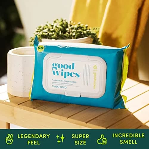 goodwipes Flushable Wipes Shea-Coco 60 Count (Pack of 8) | Septic Safe & Biodegradable thumbnail 3