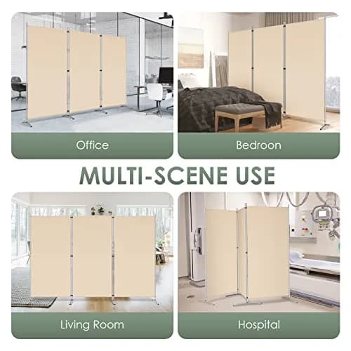 RANTILA 3 Panel Room Divider 215.9 cm (71"H) | Freestanding Folding Privacy Screen for Offices and Homes thumbnail 7