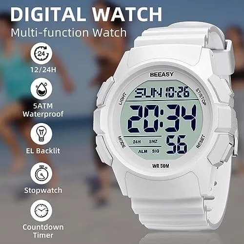 Beeasy Men Digital Sports Watch Waterproof 50M | Dual Time, Stopwatch & Alarm (110c) thumbnail 3