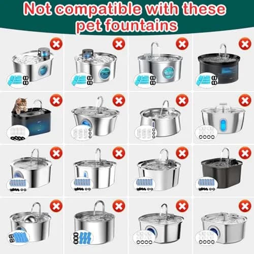 KANCHOU Cat Water Fountain Filter 16Pcs for 101oz/3L Stainless Steel Fountain | 8 Filters & 8 Sponges thumbnail 3