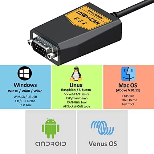 innomaker USB to CAN Converter Cable for Raspberry Pi5/4/Pi3B+/Pi3/Zero(W)/Jetson Nano/Tinker Board | Support Windows Linux Mac OS Android Venus OS thumbnail 2