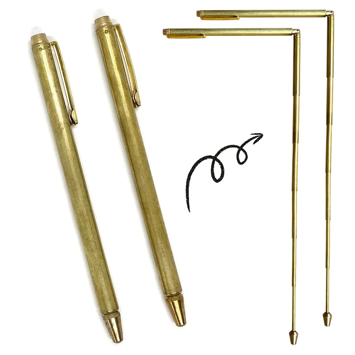 QINIZX Retractable Dowsing Rods, Brass Divining Rods for Ghost Hunting & Water Witching, 15 cm (5.9 inches) - Gold - main product image