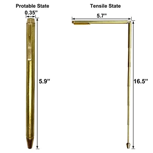 QINIZX Retractable Dowsing Rods, Brass Divining Rods for Ghost Hunting & Water Witching, 15 cm (5.9 inches) - Gold thumbnail 3