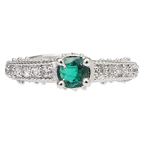 I Jewels Rhodium Plated CZ Crystal Adjustable Designer Finger Ring for Women (FL162G) - Green, 50mm thumbnail 3