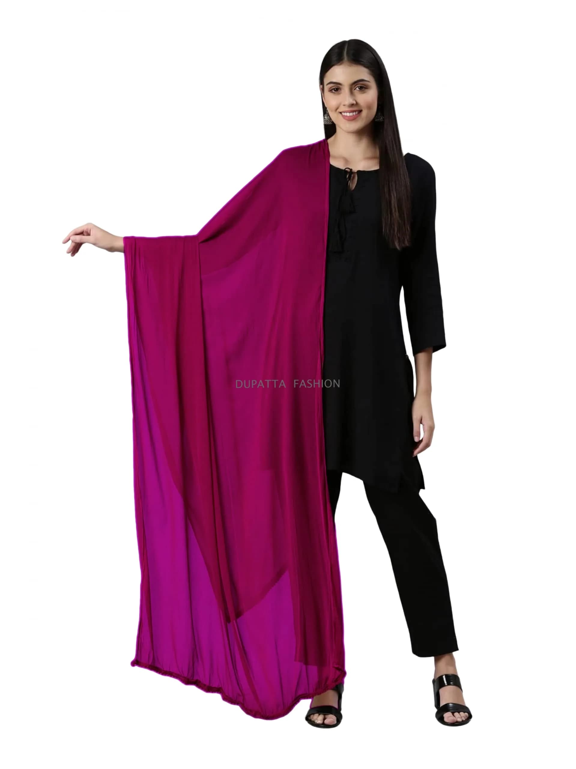 DUPATTA FASHION Solid Chiffon Dupatta for Women & Girls, 2.50 Meters (Megent) | Lightweight & Versatile for All Seasons - main product image