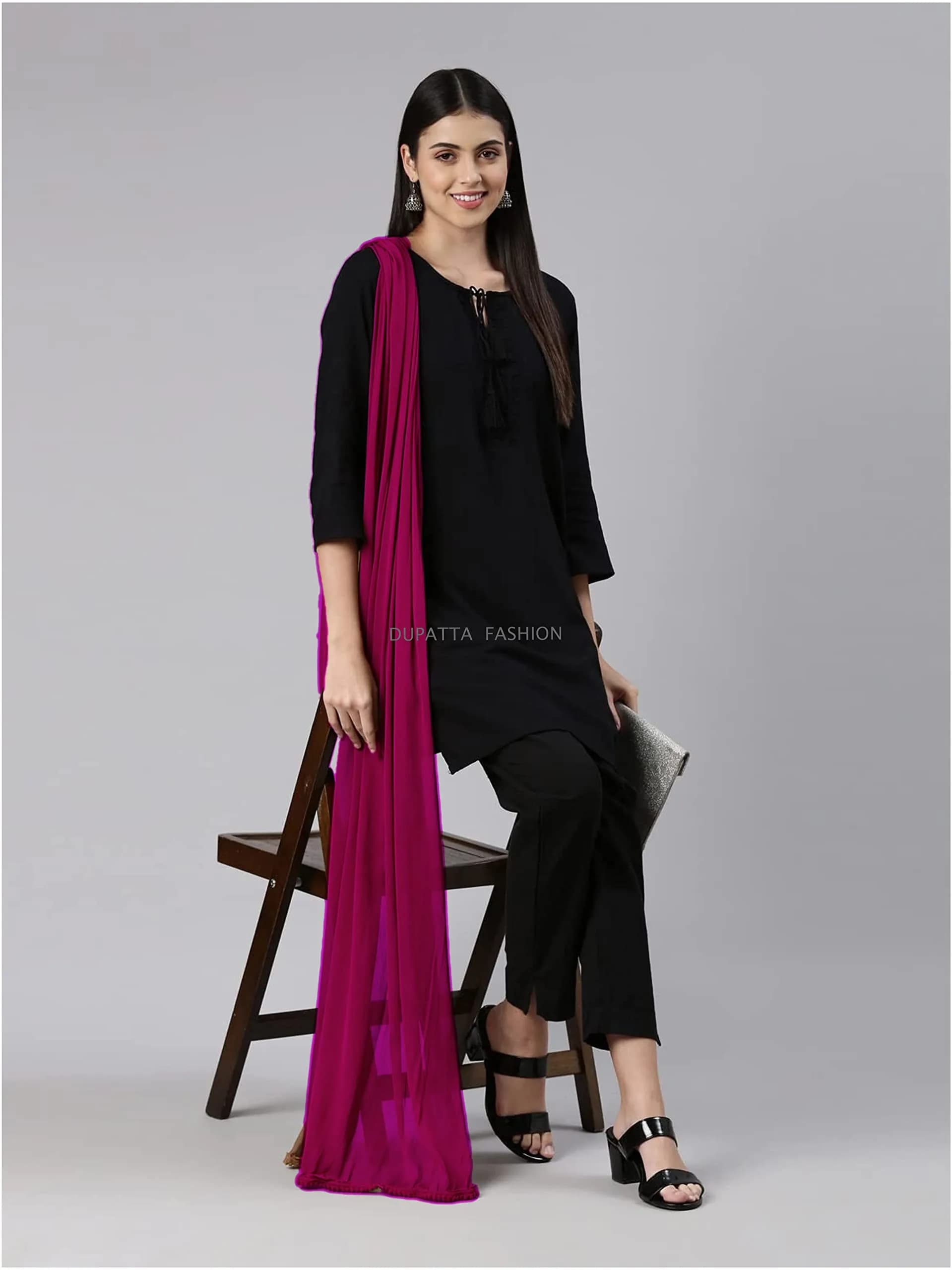 DUPATTA FASHION Solid Chiffon Dupatta for Women & Girls, 2.50 Meters (Megent) | Lightweight & Versatile for All Seasons - view 3