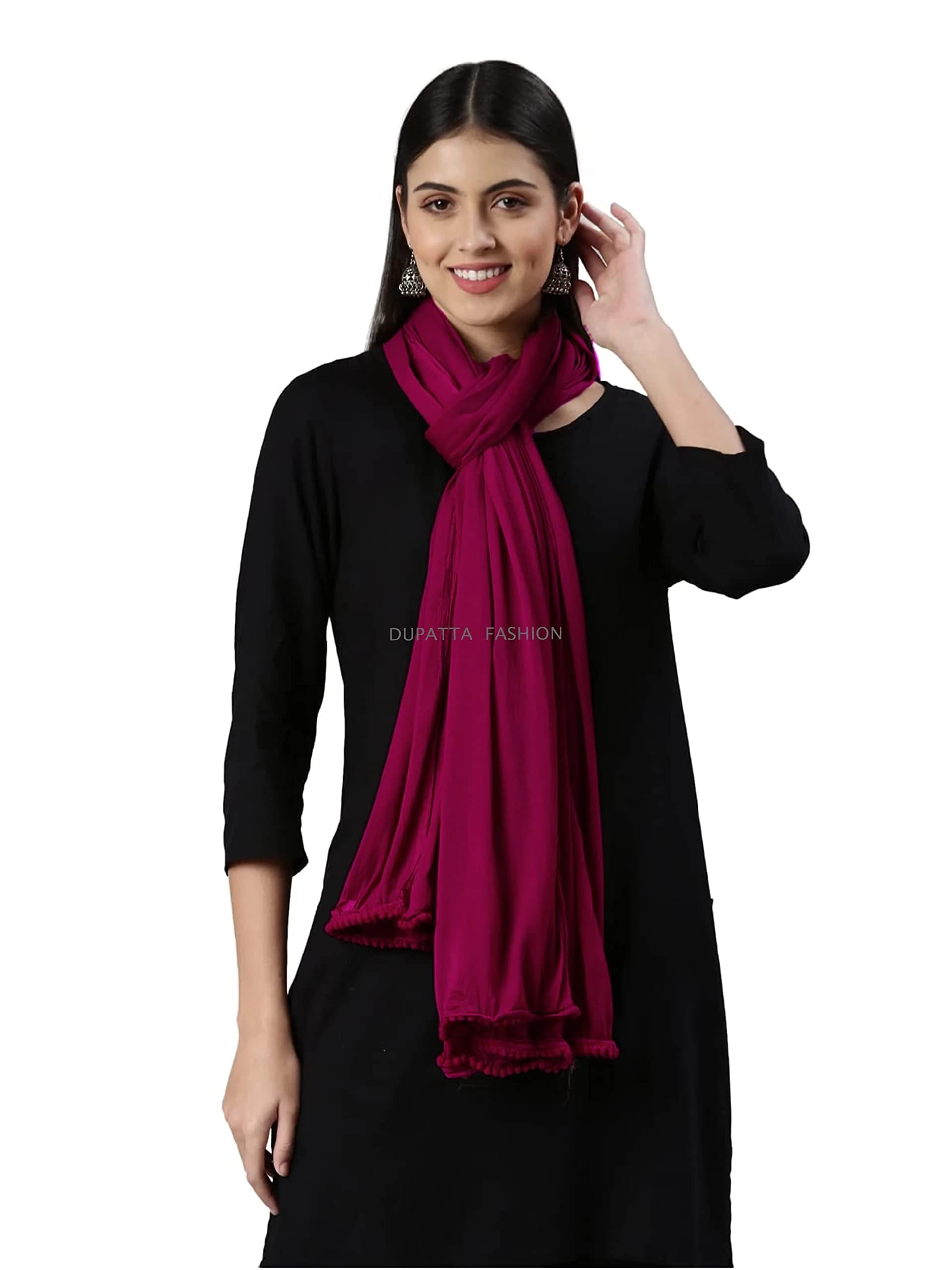 DUPATTA FASHION Solid Chiffon Dupatta for Women & Girls, 2.50 Meters (Megent) | Lightweight & Versatile for All Seasons - view 4