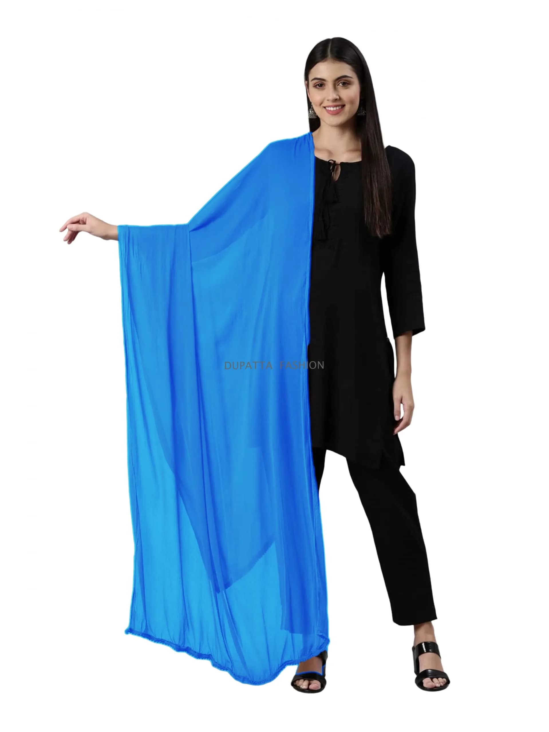 DUPATTA FASHION Chiffon Dupatta/Scarf Lightweight Soft Sheer Long Head Wrap Solid All Season Head Scarf Breathable 20cm (0.66ft) x 25cm (0.82ft) x 0.1cm (0.003ft) | Versatile Ethnic and Western Wear Accessory - main product image