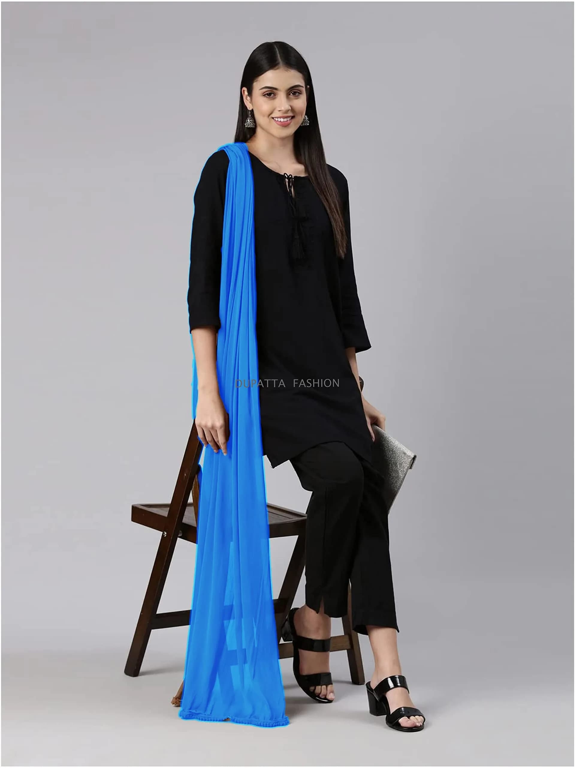 DUPATTA FASHION Chiffon Dupatta/Scarf Lightweight Soft Sheer Long Head Wrap Solid All Season Head Scarf Breathable 20cm (0.66ft) x 25cm (0.82ft) x 0.1cm (0.003ft) | Versatile Ethnic and Western Wear Accessory - view 3