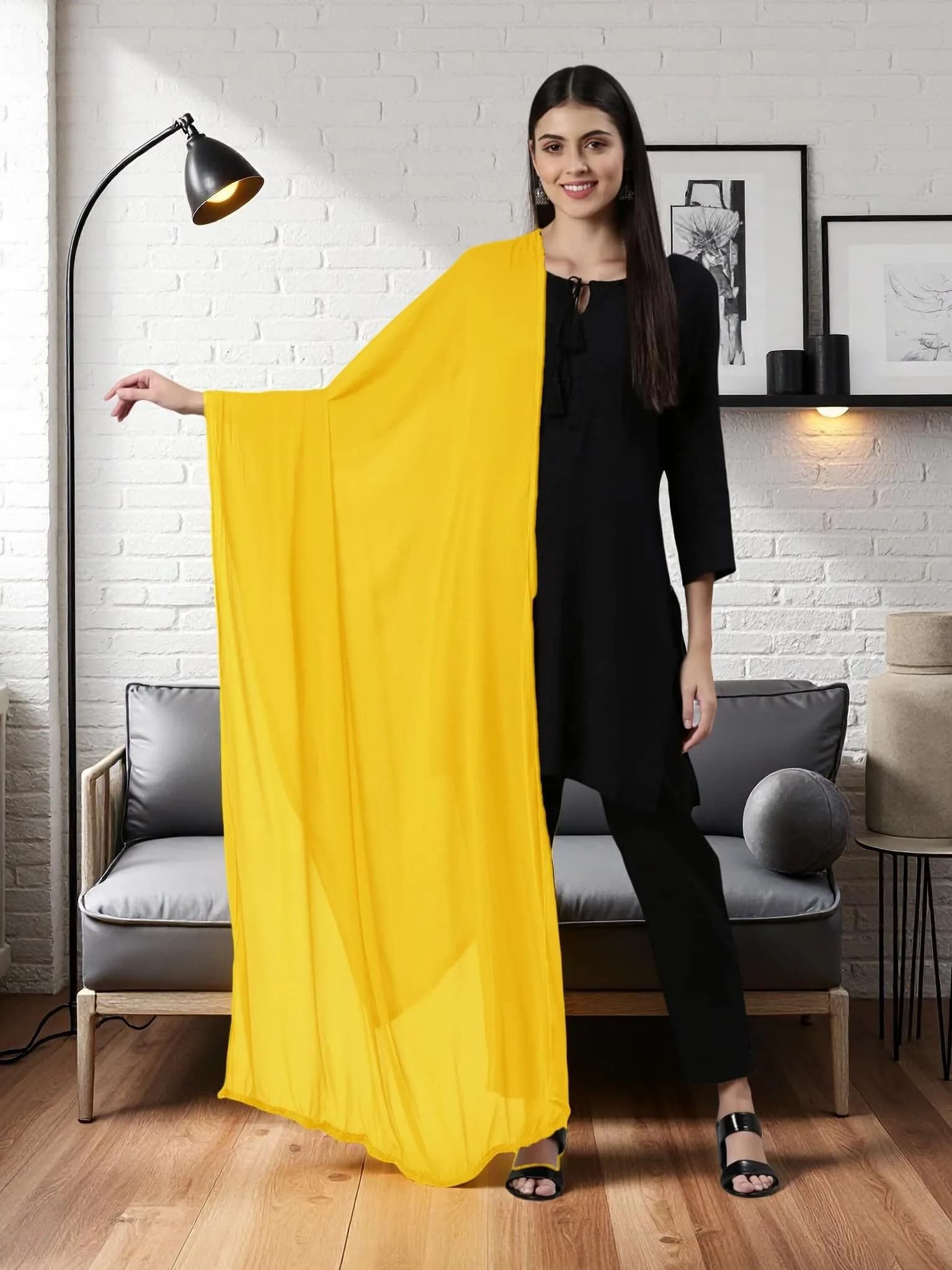 DUPATTA FASHION Chiffon Dupatta Lightweight Soft Sheer Long Head Wrap Solid 20cm (7.87in) x 25cm (9.84in) | All Season Breathable - view 5
