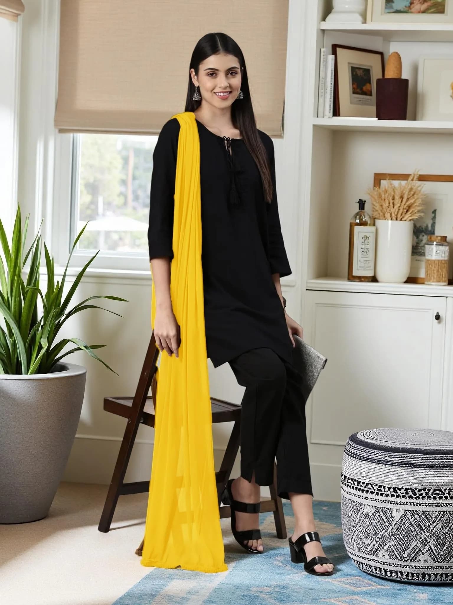 DUPATTA FASHION Chiffon Dupatta Lightweight Soft Sheer Long Head Wrap Solid 20cm (7.87in) x 25cm (9.84in) | All Season Breathable - view 7