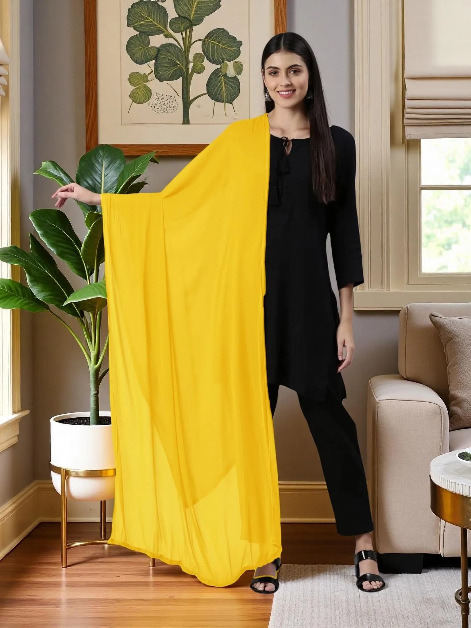 DUPATTA FASHION Chiffon Dupatta Lightweight Soft Sheer Long Head Wrap Solid 20cm (7.87in) x 25cm (9.84in) | All Season Breathable - view 2