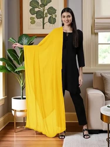 DUPATTA FASHION Chiffon Dupatta Lightweight Soft Sheer Long Head Wrap Solid 20cm (7.87in) x 25cm (9.84in) | All Season Breathable thumbnail 2