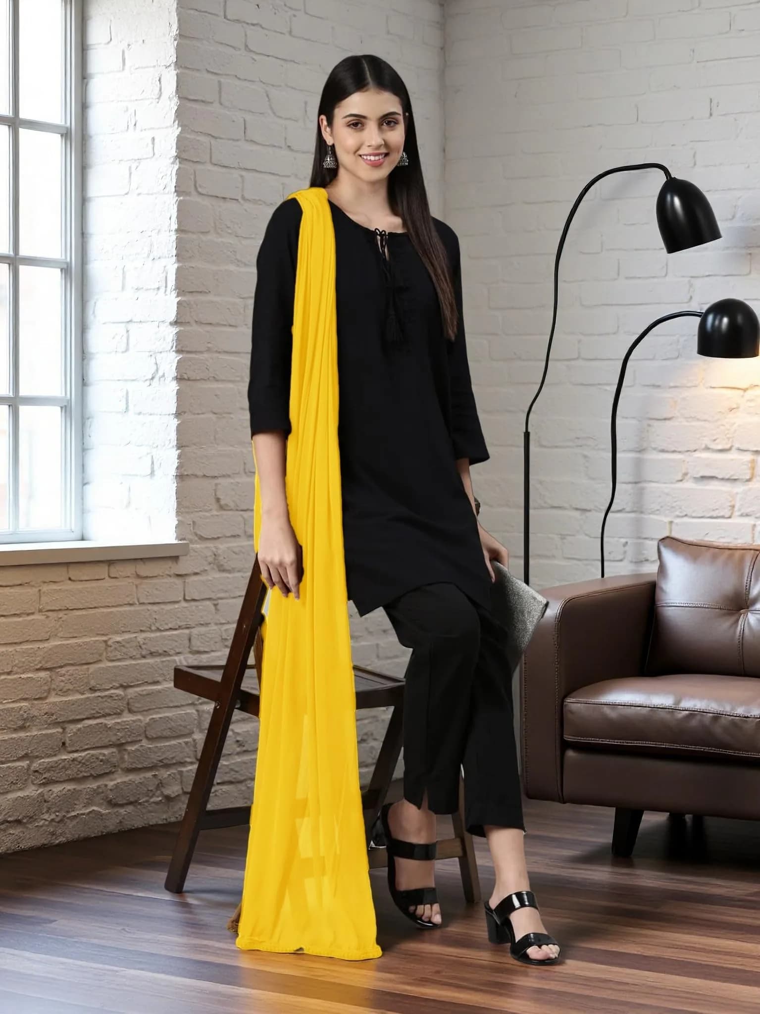 DUPATTA FASHION Chiffon Dupatta Lightweight Soft Sheer Long Head Wrap Solid 20cm (7.87in) x 25cm (9.84in) | All Season Breathable - view 3