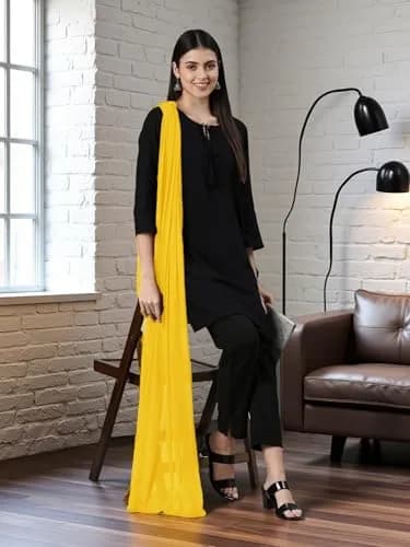 DUPATTA FASHION Chiffon Dupatta Lightweight Soft Sheer Long Head Wrap Solid 20cm (7.87in) x 25cm (9.84in) | All Season Breathable thumbnail 3