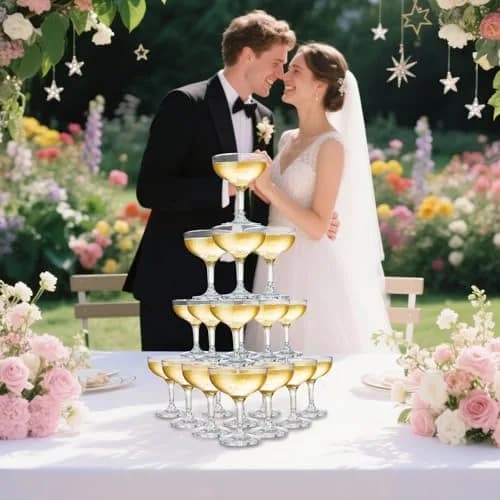 Peohud Set of 20 Coupe Cocktail Glasses, 5 Oz Acrylic | Reusable Champagne Cups for Party & Home thumbnail 7