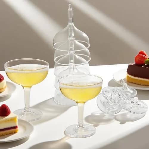 Peohud Set of 20 Coupe Cocktail Glasses, 5 Oz Acrylic | Reusable Champagne Cups for Party & Home thumbnail 8