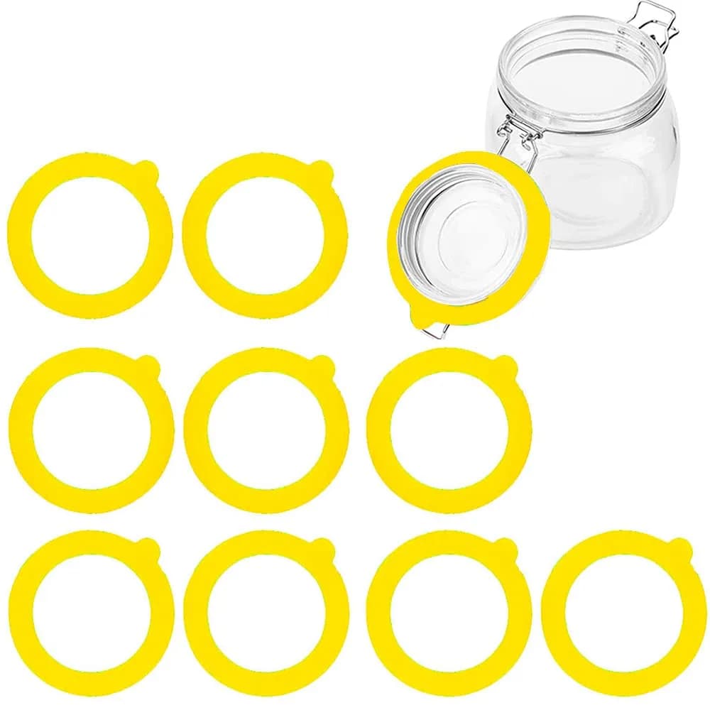 Gemhill Silicone Replacement Gasket 97mm | Leak-Proof Mason Jar Seal (10pcs) — Yellow,10pcs