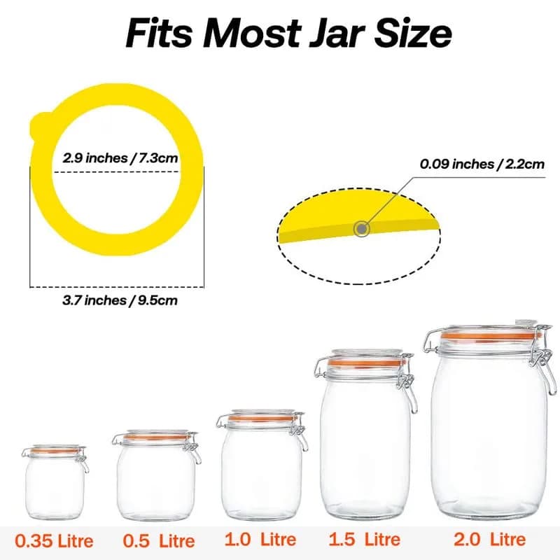 Gemhill Silicone Replacement Gasket 97mm | Leak-Proof Mason Jar Seal (10pcs) thumbnail 2