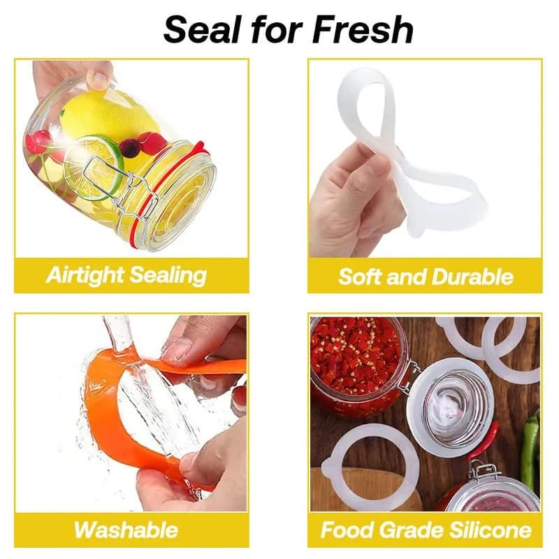 Gemhill Silicone Replacement Gasket 97mm | Leak-Proof Mason Jar Seal (10pcs) thumbnail 7