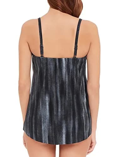 MagicSuit Women's Tankini Top 12 | Flattering, Adjustable Straps, High Low Hem, Black thumbnail 4