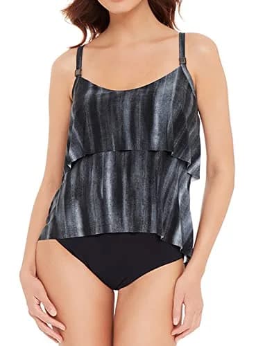 MagicSuit Women's Tankini Top 12 | Flattering, Adjustable Straps, High Low Hem, Black thumbnail 3