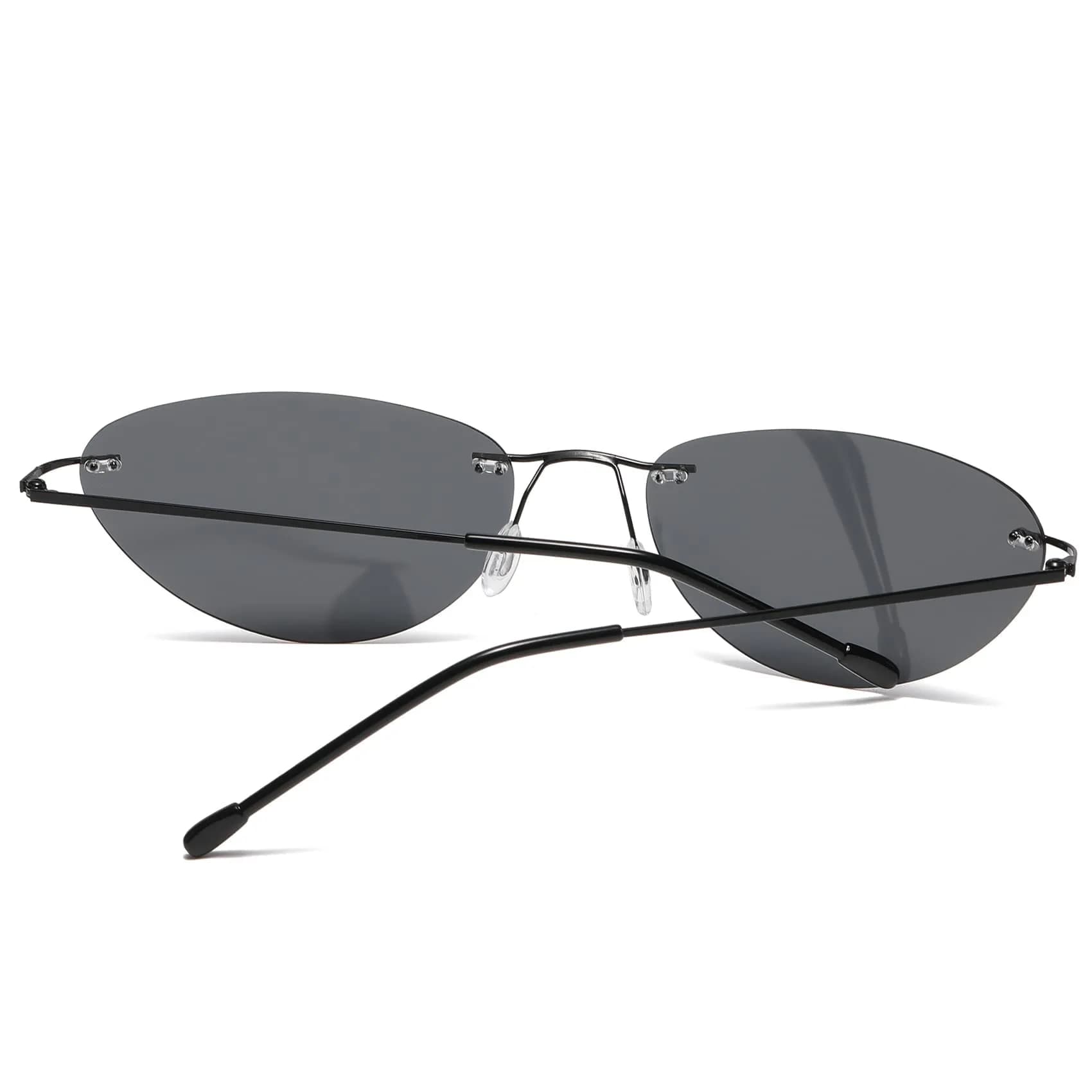 RCXKOOM The Matrix Neo Costume Sunglasses Men Women Ultralight Metal Wire Frame Polarized Small Oval Rimless Glasses | Polarized UV400 Protection - view 6