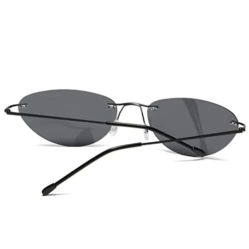 RCXKOOM The Matrix Neo Costume Sunglasses Men Women Ultralight Metal Wire Frame Polarized Small Oval Rimless Glasses | Polarized UV400 Protection thumbnail 6
