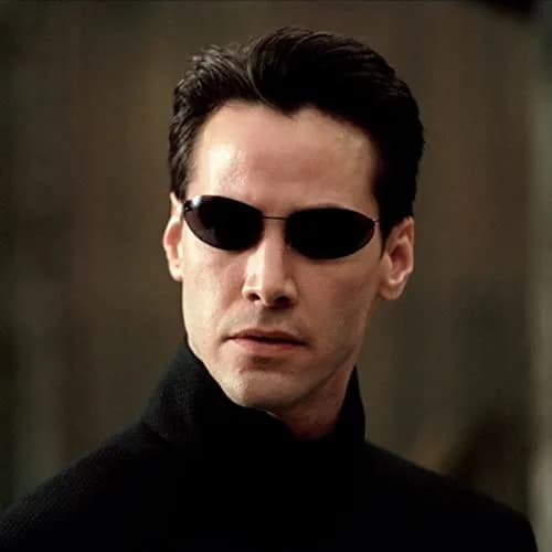 RCXKOOM The Matrix Neo Costume Sunglasses Men Women Ultralight Metal Wire Frame Polarized Small Oval Rimless Glasses | Polarized UV400 Protection thumbnail 2