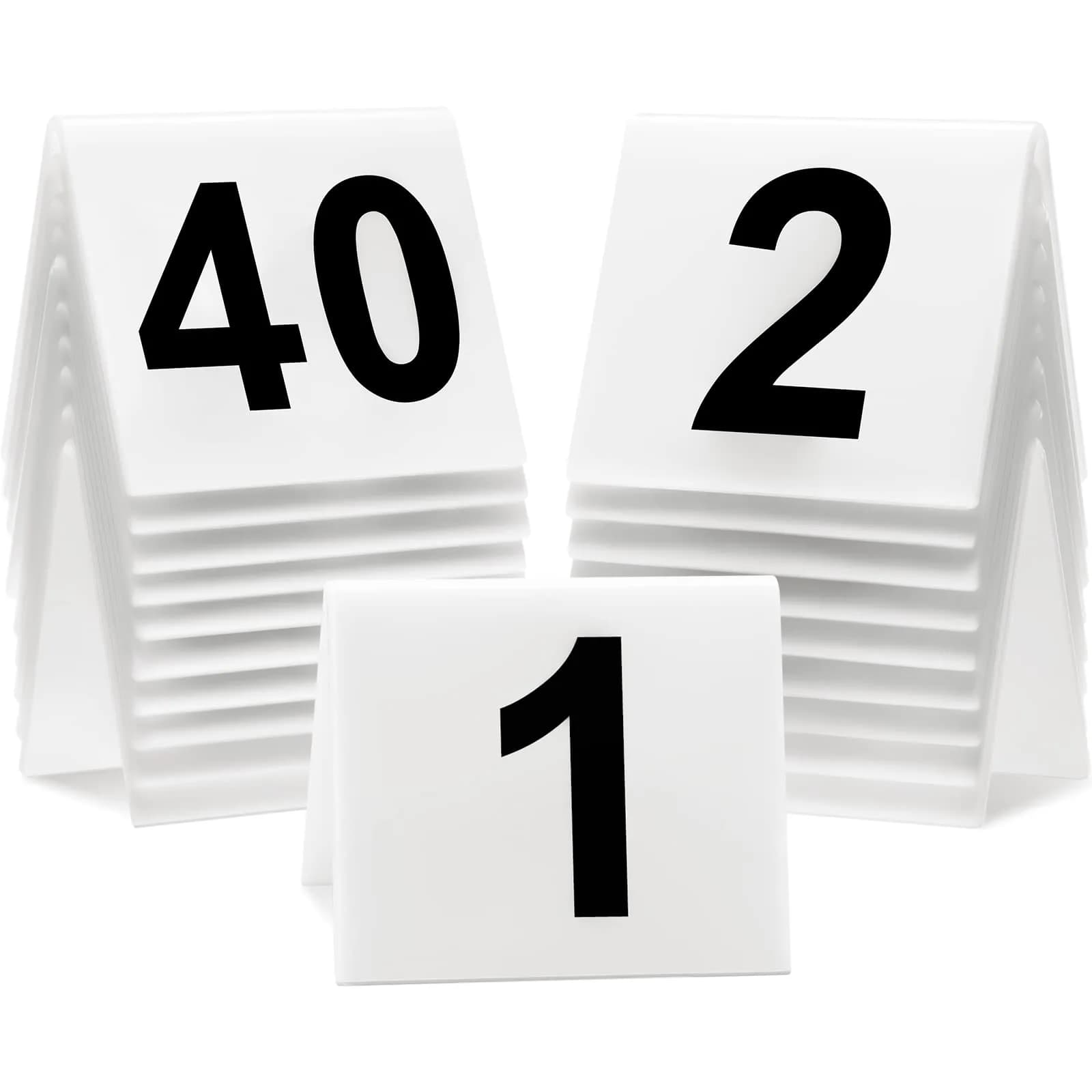 Yulejo Acrylic Table Numbers 1-40 | Double Side Minimalist Design for Events — white