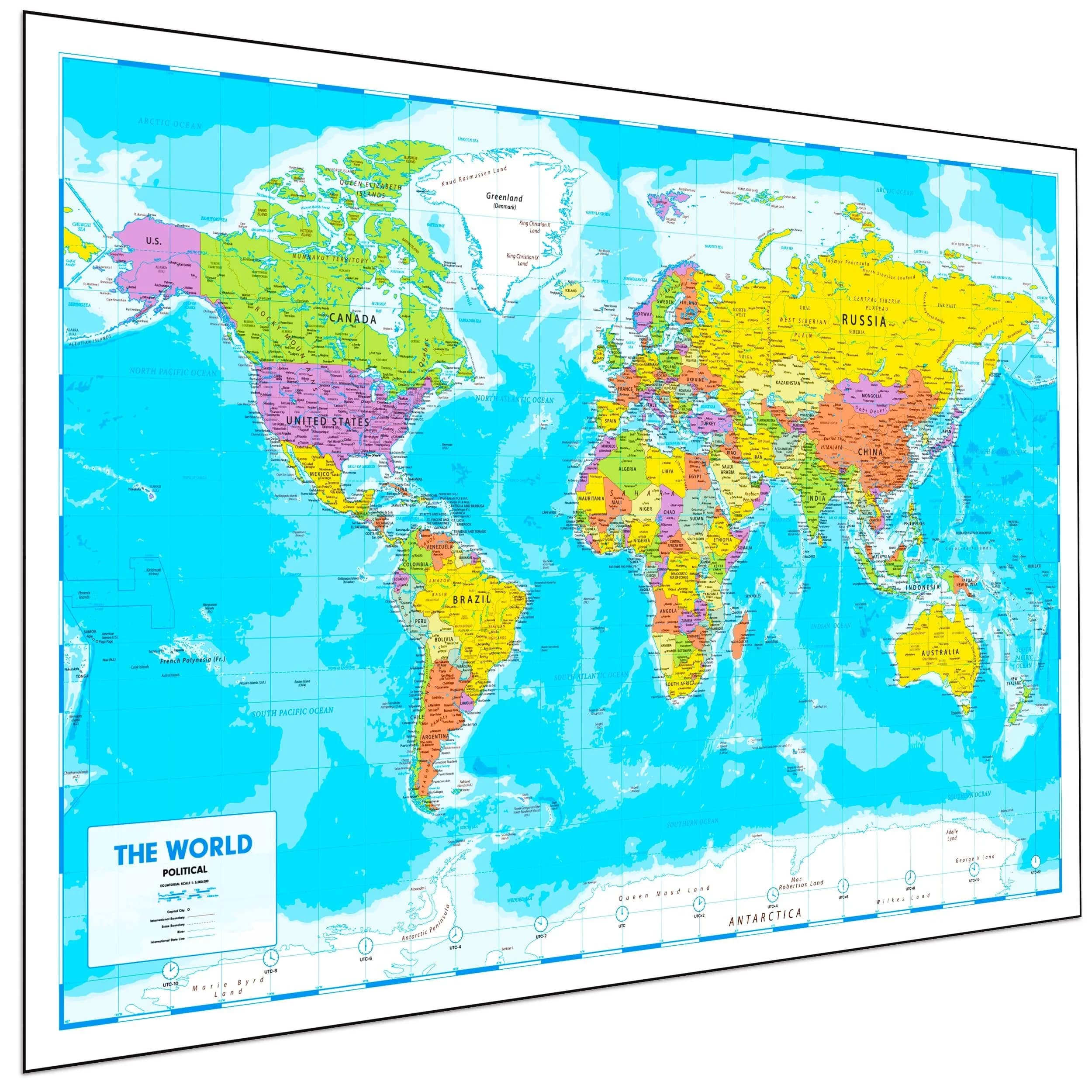 Hambli World Map Poster 24x33in - Write-On Wipe-Off, US Reverse, 2026 Updates | Interactive Learning Tool — 1