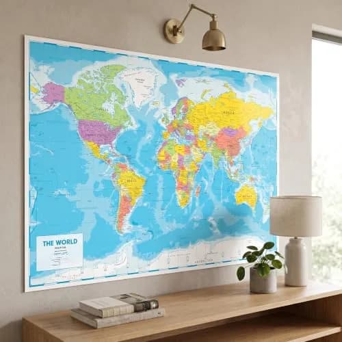 Hambli World Map Poster 24x33in - Write-On Wipe-Off, US Reverse, 2026 Updates | Interactive Learning Tool thumbnail 8