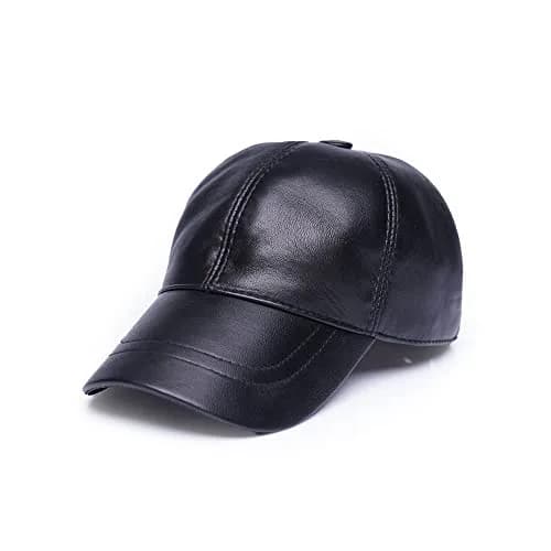 Mumcu's Leather Black Genuine Sheepskin Leather Baseball Cap for Men & Women | 56-60cm (Adjustable) thumbnail 1
