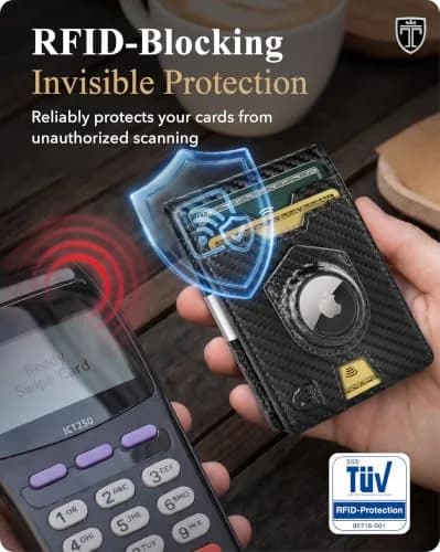 TRAVANDO AirTag Money Clip Wallet with RFID Protection for Men, 11 Cards, Carbon - 11.4cm x 8.1cm x 2.0cm thumbnail 6