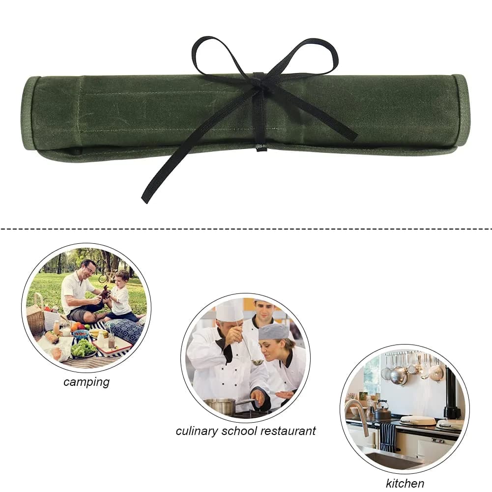JOINDO Waxed Canvas Chef Knife Roll Bag with 6 Slots | Holds Knives up to 14.5 inches - view 5