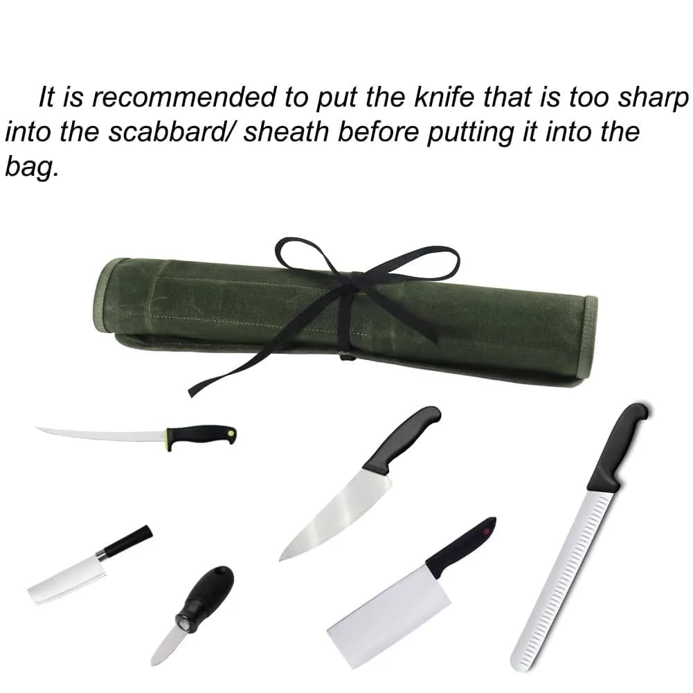 JOINDO Waxed Canvas Chef Knife Roll Bag with 6 Slots | Holds Knives up to 14.5 inches - view 2