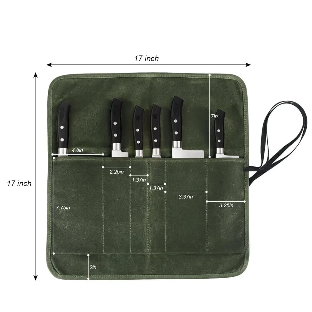 JOINDO Waxed Canvas Chef Knife Roll Bag with 6 Slots | Holds Knives up to 14.5 inches - view 3