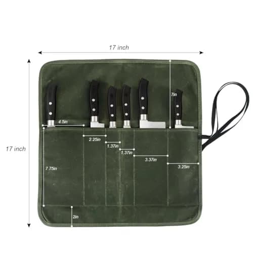 JOINDO Waxed Canvas Chef Knife Roll Bag with 6 Slots | Holds Knives up to 14.5 inches thumbnail 3