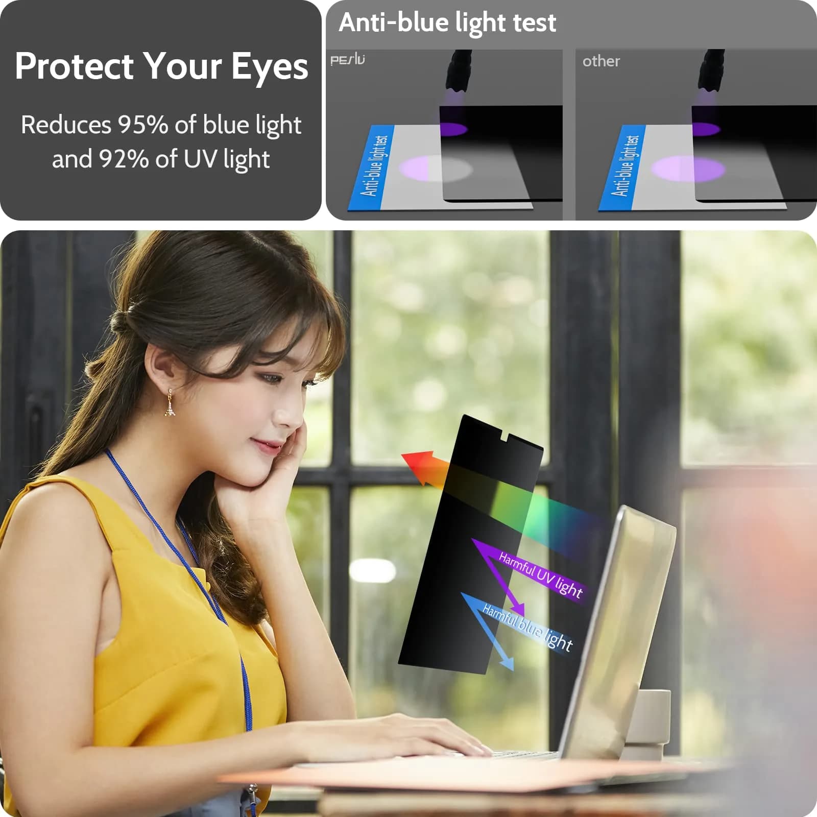 Peslv Magnetic Privacy Screen for MacBook Pro 16 Inch (2021-2026) | Anti-Blue Light, Anti-Glare, Removable Filter thumbnail 5