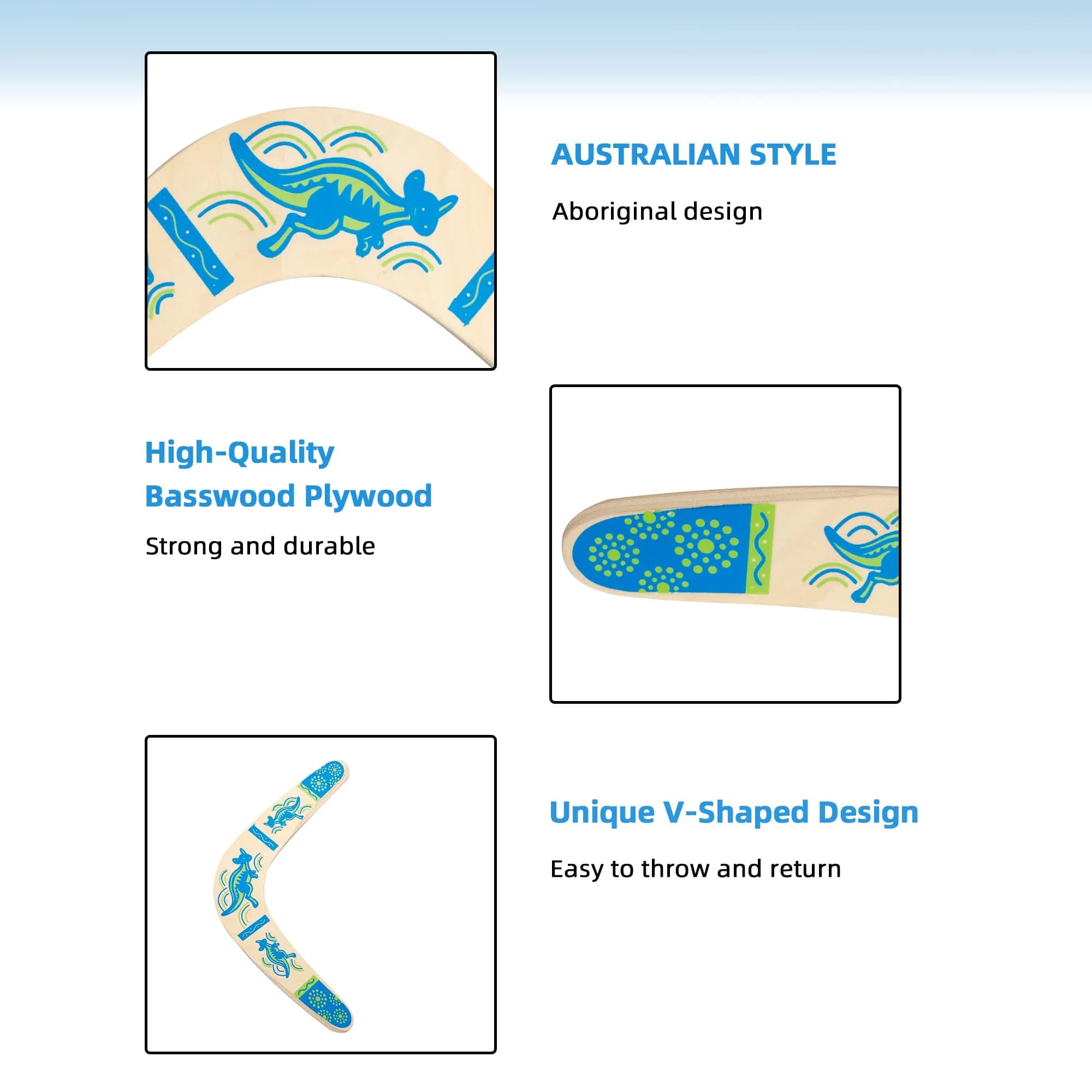 Inborntrait V-Shaped Boomerang 2 Pack (Blue & Light Brown) | Handmade Wooden Outdoor Toy for Ages 10+ - view 5