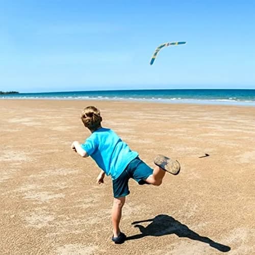 Inborntrait V-Shaped Boomerang 2 Pack (Blue & Light Brown) | Handmade Wooden Outdoor Toy for Ages 10+ thumbnail 3